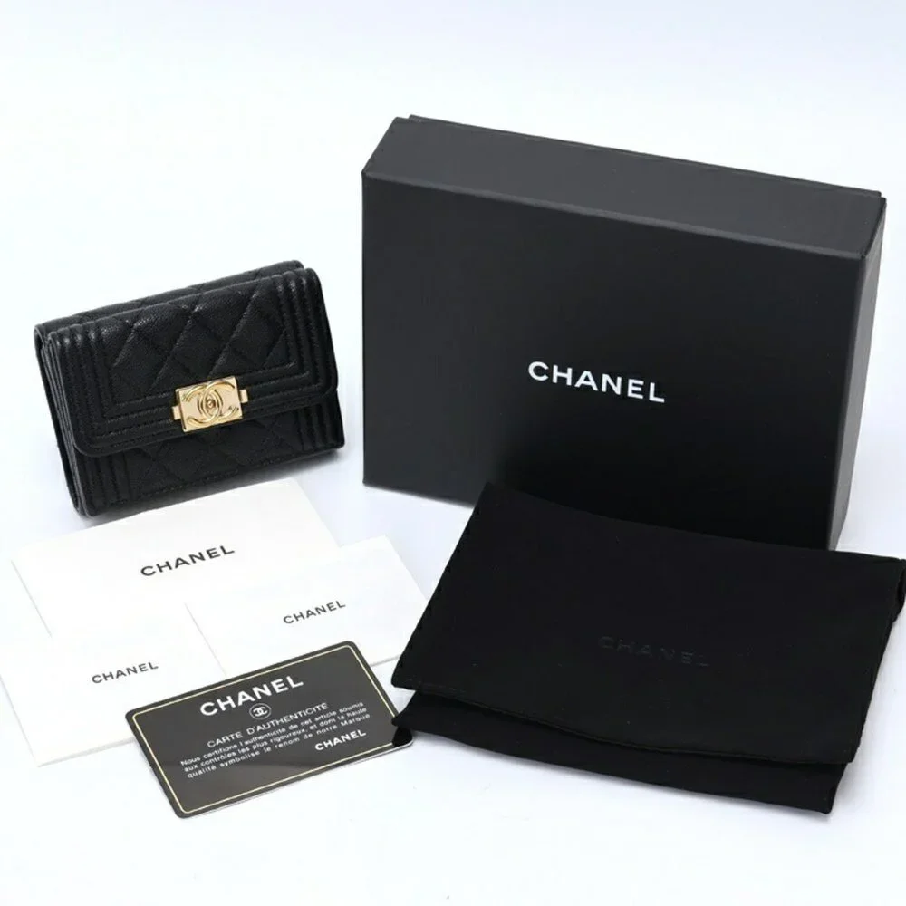 CHANEL Black Caviar Leather Wallet